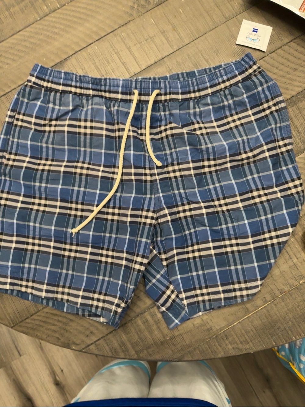 Burberry Blue Plaid Drawstring Swim Shorts